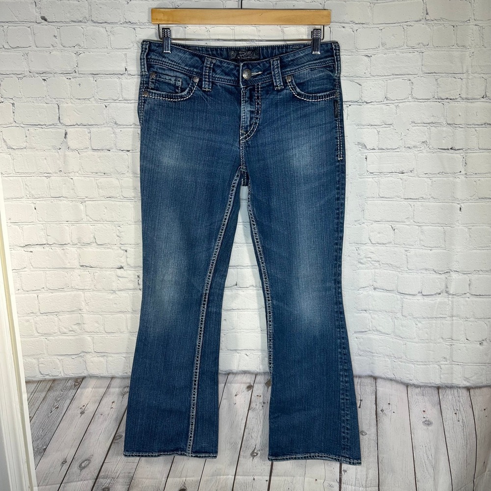 Silver Jeans Co Suki Surplus Mid Rise Bootcut Jeans Medium Wash Blue Denim